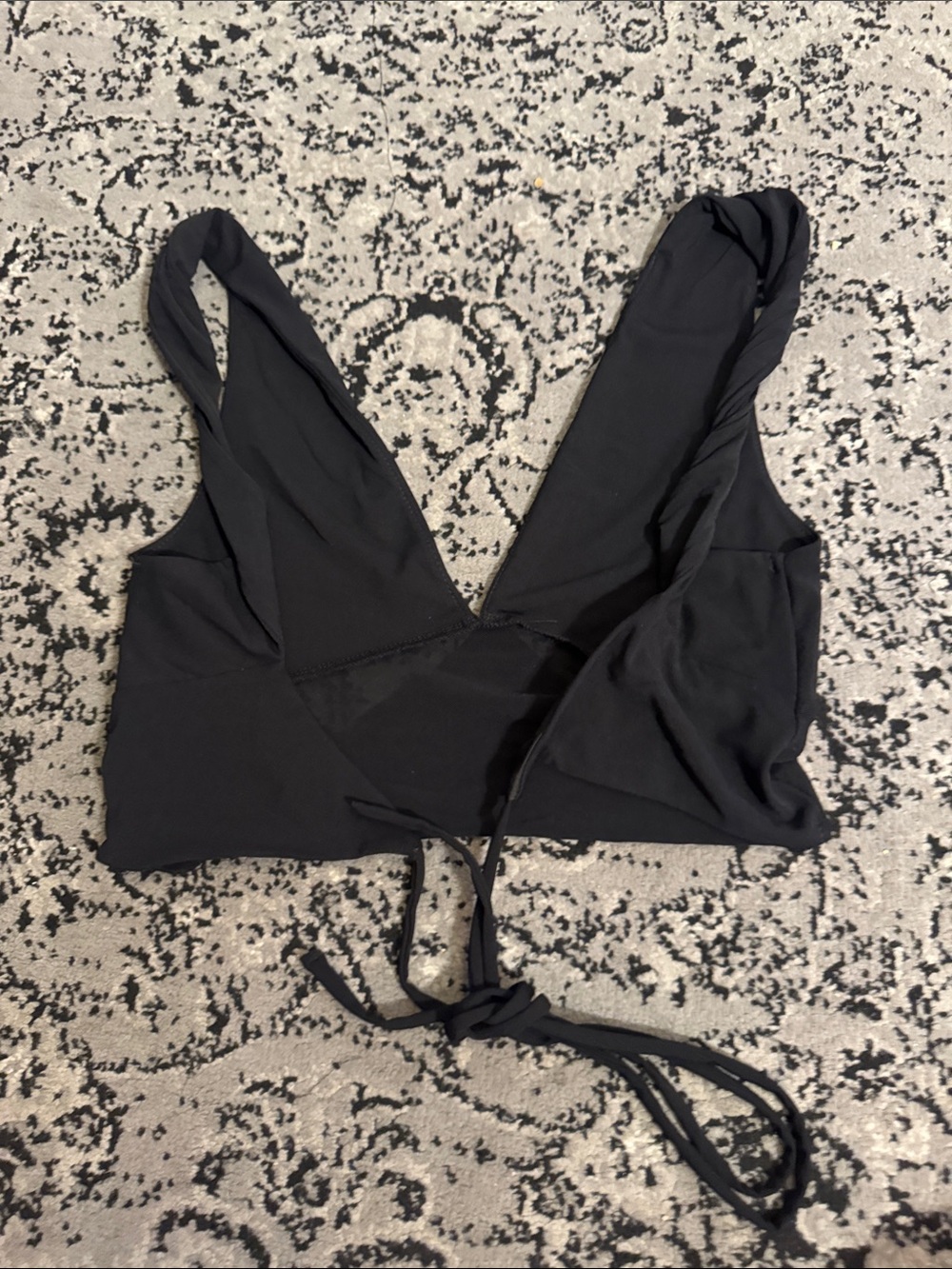 Women’s Black Wrap Bralette - Sleek Tie-back - party - Intimate